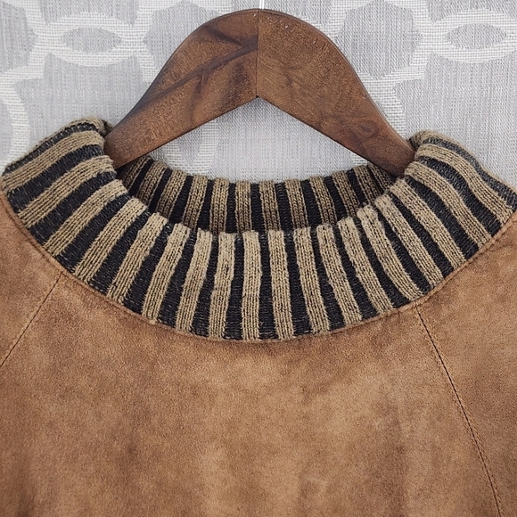 Vintage Deerskin Trading Post Leather Wool Mock neck Knit Sweater Men's L - Picture 3 of 10